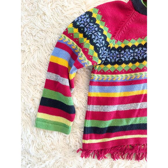 Hanna Andersson Christmas Holiday Hooded Tassel Sweater size 120 6/7 - Picture 5 of 10